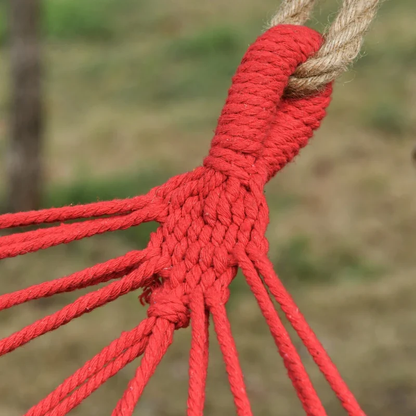Garden hammock cotton rope knot detail red — GetHovr UK
