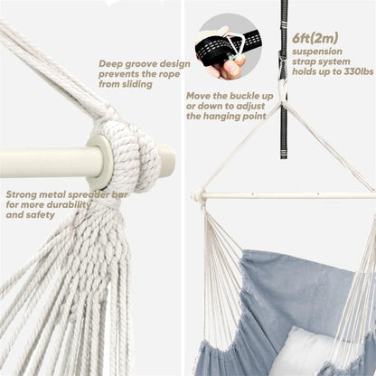 Fringed chair with carry bag and hanging strap detail